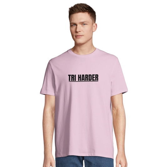 Tri Harder T-Shirt – rosa Sportshirt für Triathleten